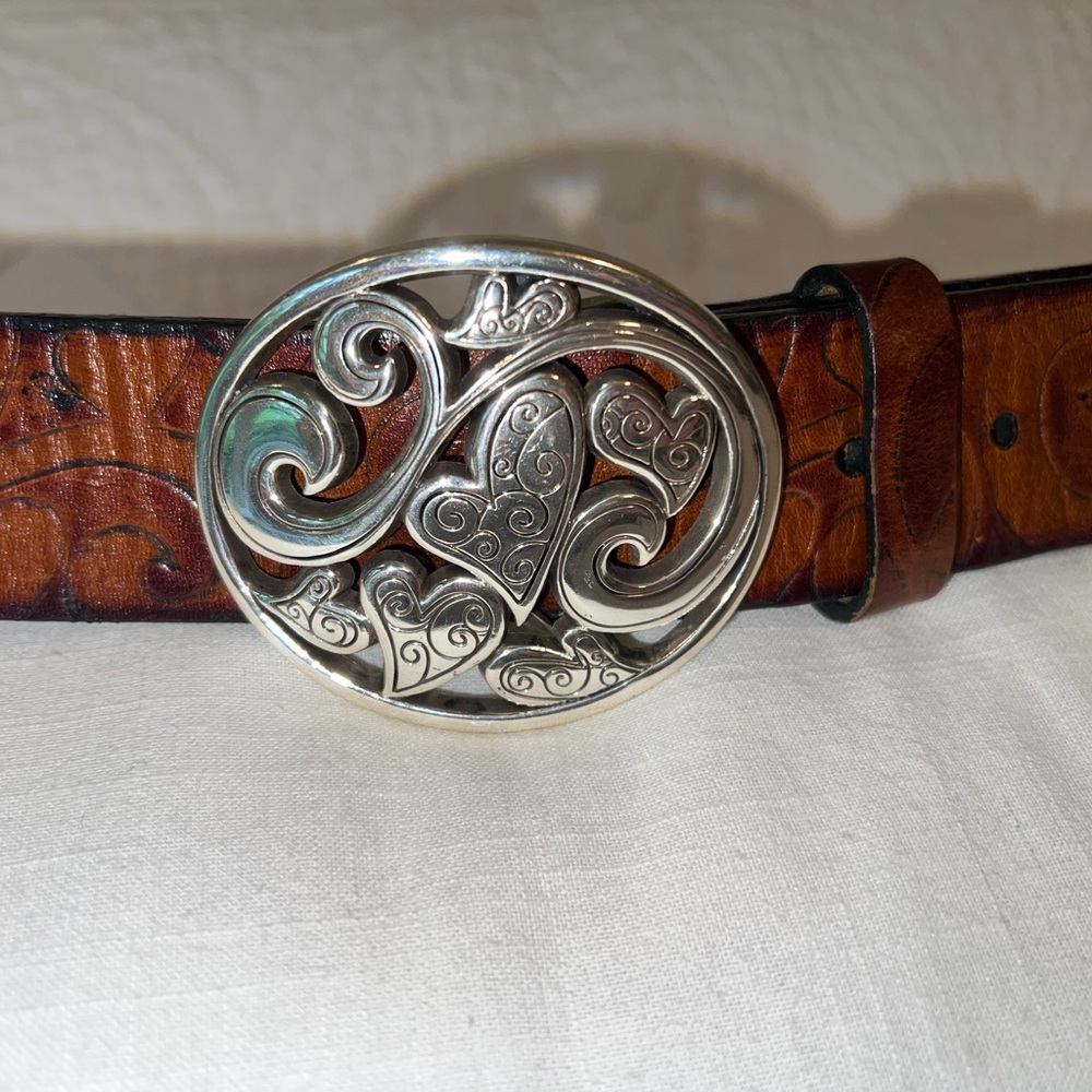 Brighton Love Carnival Leather Belt w/Heart Buckle Sz 36 - Picture 4 of 7
